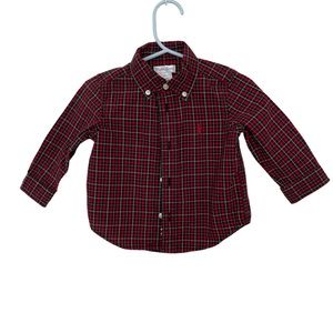 Baby boys 9 months red and black Ralph Lauren plaid button down shirt